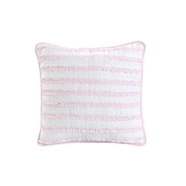 Imagem de Cozy Line Home Fashions Pretty Girly Ruffle Star Despojado Macio Quadrado Decorativo Almofada, Rosa, Branco