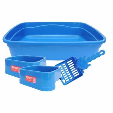 Imagem de Kit Banheiro Para Gato 4 Peças Brinqpet, Azul