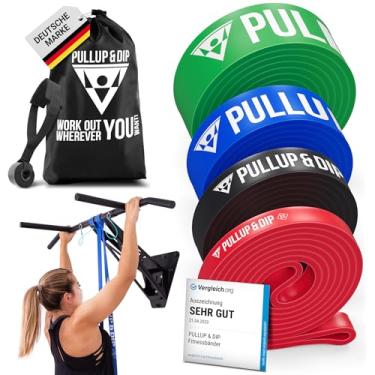 Imagem de PULLUP & DIP Bandas de resistência para puxar para cima para puxões assistidos, calistenia, crossfit, barra de puxar; faixas de fitness premium (MEDIUM (azul))