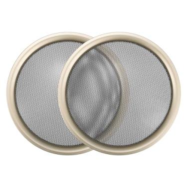 Imagem de ACROPIX Capa universal de grade de alto-falante de carro de 25,4 cm em malha redonda para alto-falante de áudio de 25,4 cm capa protetora de subwoofer ferro preto dourado - Pacote com 2