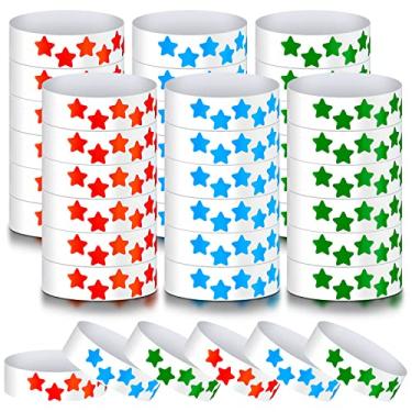 Imagem de Teling Pacote com 600 pulseiras neon star pulseiras de papel para eventos adesivos para eventos, pulseiras de braço para eventos, lembrancinhas de festa, aniversário, casamento, festa neon brilhante