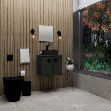 Imagem de Gabinete para Banheiro com Cuba 51cm em MDF Preto