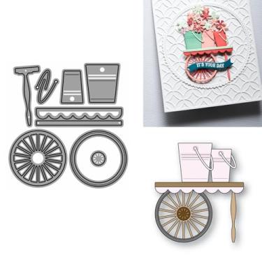 Imagem de XMZZMX Balde de carrinho de metal para fazer cartões, kit de moldes de corte de papel em relevo, suprimentos, álbuns de molduras de fotos, conjuntos de estênceis de álbum de recortes faça você mesmo