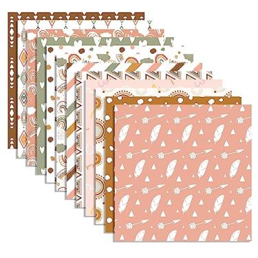 Imagem de OXYLIPO Bloco de papel para scrapbook rosa Bohemia, 24 peças, lindo arco-íris, estampa de coração, papel decopodge de dupla face, papel de cartolina para scrapbook, fundo decorativo faça você mesmo