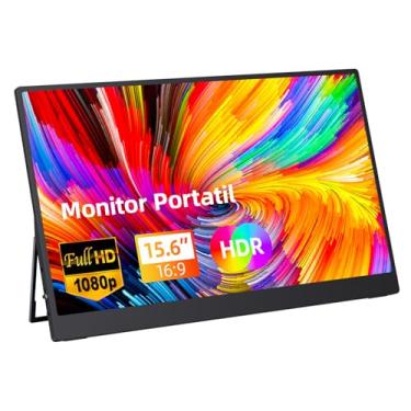 Imagem de Bettdow Monitor Portatil 15,6'', FHD 1080P Monitor Portátil Conectado Com USB C Dupla/HDMI, IPS Extensor De Tela para Notebook com VESA, Plug and Play