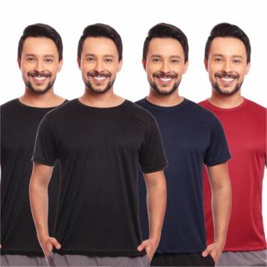 Imagem de Kit 4 Camisas Masculina Manga Curta Dry Fit Proteção Uv - Brás e Cia, 