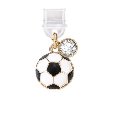 Imagem de ELISE & FONDA TP635 Tipo-C porta de carregamento antipoeira pequeno pingente de celular futebol americano para iPhone 15/16/Samsung/OnePlus/Xiaomi/oppo telefones Android (branco preto)