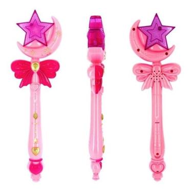 Imagem de Varinha Mágica Encantada Luz Som Fada Princesa Menina Rosa - Ark Toys