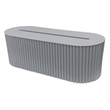 Imagem de Caixa organizadora de cabos, caixa de gerenciamento de cabos com compartimento lateral e superior 13 x 13 x 12 x 10 cm, organizador oval de PP com tampa e invólucro serrilhado para casa, hotel