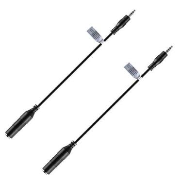 Imagem de Hotec Cabo adaptador de áudio macho de 3,5 mm para fêmea TS de 1/10.2 cm (TS para TRS e TS para TRRS, pacote com 2 peças)