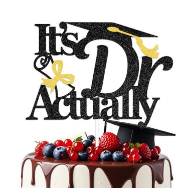 Imagem de It's DR Actually Cake Topper Congrats Doctor/PHD Decorações de Bolo Class of 2025 Medical School Graduação Festa Decorações Suprimentos Preto Glitter