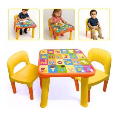 Imagem de Mesinha Infantil Com 2 Cadeira Educativa Alfabeto Completo - Atacarejo