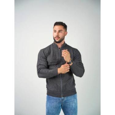 Imagem de Blusa de frio Masculina jaqueta trico com zíper frontal e bolsos - And
