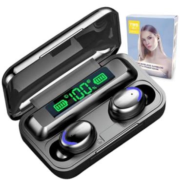 Imagem de Fone de Ouvido Bluetooth TWS F9-5 com Case Carregador Portátil 2200mAh, Som 9D Hi-Fi, Redução de Ruído, Bluetooth 5.3, Touch Inteligente, À Prova D'água, Display LED, Microfone Integrado (Preto)