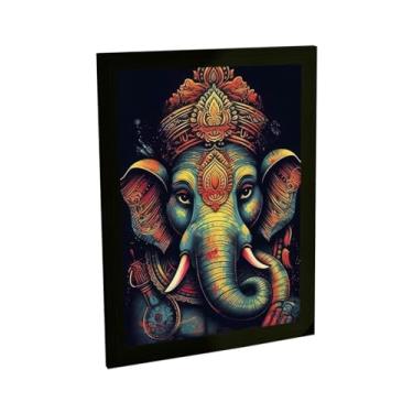 Imagem de Quadro Decorativo Ganesha Estatua Ilustração Escura Verde Decoração Poster Quarto Sala