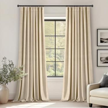 Imagem de ANRODUO Cortinas de veludo bege blackout de 203 cm de comprimento, isolamento térmico, à prova de som, cortinas de escurecimento de quarto, cortinas de janela plissadas para quarto, sala de estar