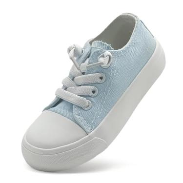 Imagem de Tênis infantil infantil de lona para meninos e meninas sem cadarço leve para crianças pequenas e grandes, Azul claro, 10 Little Kid