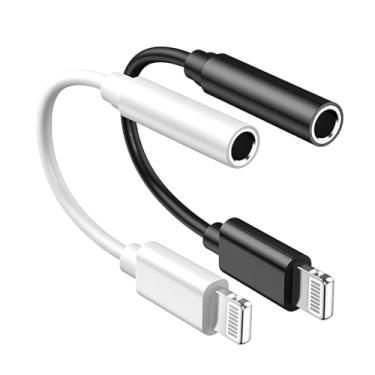 Imagem de [Certificado Apple MFi] Adaptador de fone de ouvido para iPhone de 3,5 mm, pacote com 2 Apple Lightning para fone de ouvido de 3,5 mm, adaptador de cabo auxiliar de dongle, conversor de acessórios