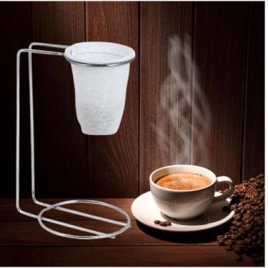 Imagem de Mini Coador De Café Individual Suporte Com Filtro Pano Mesa - Niquelar