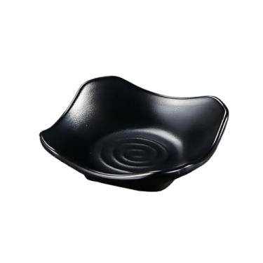 Imagem de Prato de molho preto simples e delicado quadrado esmaltado retrô - prato quadrado de 8,89 cm