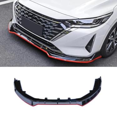 Imagem de Lábio do para-choque dianteiro do carro compatível com Sylphy 2023 divisor dianteiro difusor spoiler body kit acessórios para carro (preto vermelho)