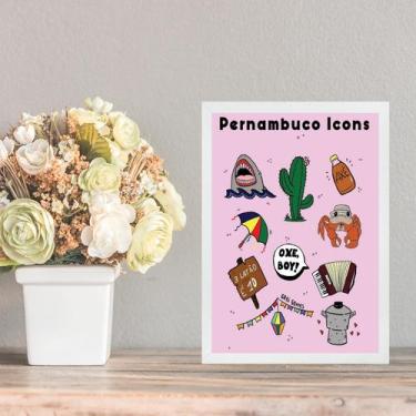 Imagem de Quadro Decorativo ícones De Pernambuco 33x24cm - com vidro - Quadros O