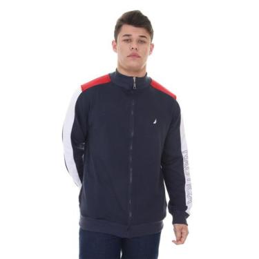 Imagem de Moletom Nautica Masculino Full-Zip Logo Sleeve Azul Marinho, L/G