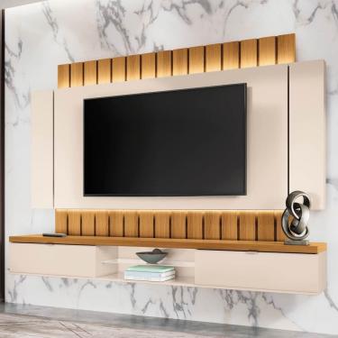 Imagem de Painel Tv 70 Pol 219cm Bancada Suspensa Illusion Off/cinamomo - Hb Móveis