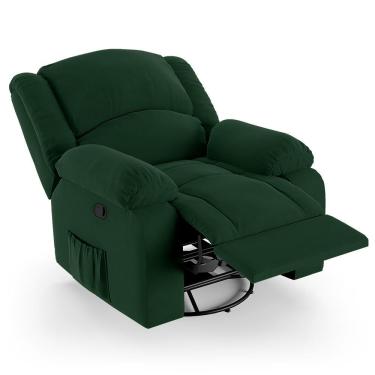Imagem de Poltrona Do Papai Reclinável Pietra Glider Giratória Usb Fh9 Veludo Verde - Mpozenato