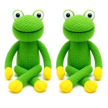 Imagem de KIT 2 SAPOS Brinquedo Mordedor Sapo de Pelúcia Pet Interativo com Apito para Cachorro