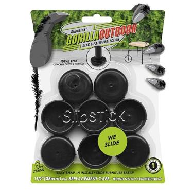 Imagem de Slipstick Protetores De Perna Para Cadeira Pátio Gorilla Outdoor 1-1/2" Móveis Ferro Forjado (Pacote Com 8), Proteção Piso, Substituição Pés, Deslizadores Mesas E Cadeiras Metal, Nylon