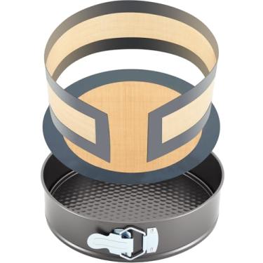 Imagem de Honeydak Forma Springform de 22 cm com conjunto de tapete de silicone antiaderente para cheesecake com protetor inferior removível, evita que o bolo grude no fundo e nas laterais, forros de silicone