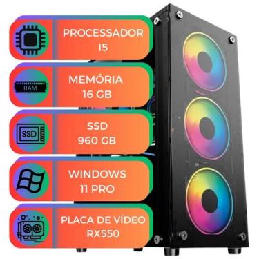 Imagem de Computador Gamer MultiPC I5 RX550 16GB SSD 960GB Sata Win11 Pro Ideal 