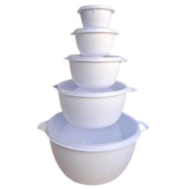 Imagem de Kit Bowl Plásticos 5 Peças com Tampa Bacia e Potes Multiuso Plásticos 