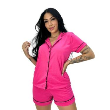 Imagem de Pijama Americano Curto Gola Botão Amamentação -c10 BRENDA - Bella da S