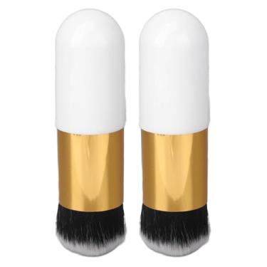 Imagem de Escova de maquiagem de face de sluffs 2pcs, pincel plana de cerdas macias de alça confortável, escova de maquiagem gordinha para cosméticos em pó