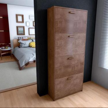 Imagem de Sapateira Organizador Lunna 4 Gavetas - 1,50x65cm Canela - Móveis Bosi
