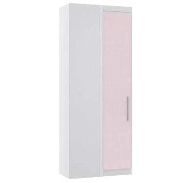 Imagem de Guarda-roupa Canto Reto Modulado 1 Porta Alpes Luciane, Branco/Rosa