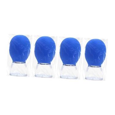 Imagem de predolo Kit de ventosas para massagem com sucção a vácuo de 4 peças, conjunto de ventosas faciais para ombros, braços, olhos e rosto, Azul