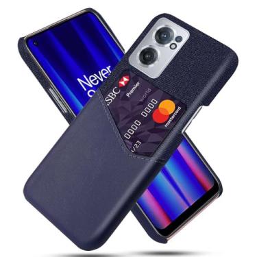 Imagem de Capa para Oneplus Nord EC2 5G,Tela e tampa de couro PU,Antideslizante,360°cobertura completa à prova de choque com 1 slot de cartão atrás,Prevenção de queda-Blue