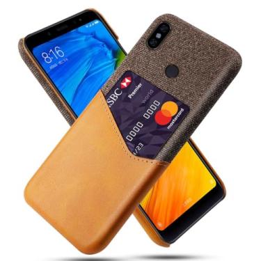 Imagem de Capa para Xiaomi redmi Note 5,Tela e tampa de couro PU,Antideslizante,360°cobertura completa à prova de choque com 1 slot de cartão atrás,Prevenção de queda-Brown