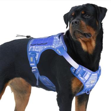 Imagem de AUROTH Peitoral tático para cães grandes, ajustável, refletivo, K17, treinamento de trabalho, fácil controle, peitoral para cães de serviço militar