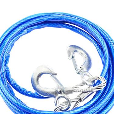 Imagem de Akozon Cabo de Reboque de Arame de Aço Pesado Com Corda de Guincho Com Gancho de Gancho de Borracha para o Caminhão SUV UTV UTV Linha de Aço de Substituição (5m/16,4ft 7 toneladas)