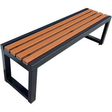 Imagem de Banco De Jardim Ao Ar Livre, Banco De Parque De Jardim De Madeira Sem Encosto, Móveis à Prova De Intempéries Para Varanda De Quintal Gramado E Quintal, Black 2, 220cm/86inch