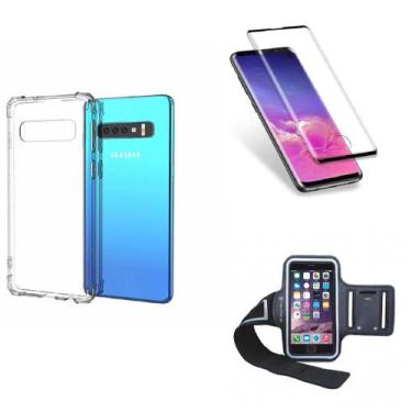 Imagem de Kit Braçadeira Samsung Galaxy S10 + Película Vidro 3D + Capa