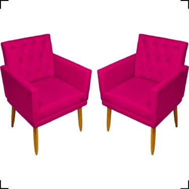 Imagem de Kit 2 Poltronas Decorativa Para Sala Recepção Nina Capitonê Suede Cores Pé Palito