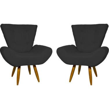 Imagem de Kit 2 Poltronas Decorativa Para Sala Recepção Manicure Consultório Escritório Emilia Suede