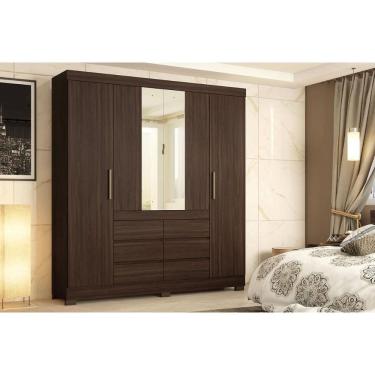 Imagem de Guarda Roupa Casal 4 Portas (2 c/ Espelho) e 6 Gavetas Cádis Cafe Touch - Demóbile