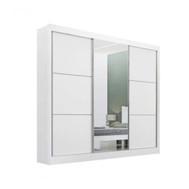 Imagem de Guarda Roupa Cristal Casal 3 Portas Ripado 6 Gavetas Com Pés D` Doro Branco