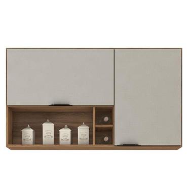 Imagem de Armário Aéreo Para Cozinha Firenze Nicho 2 Portas Amêndola Touch Nude Tx - Demóbile